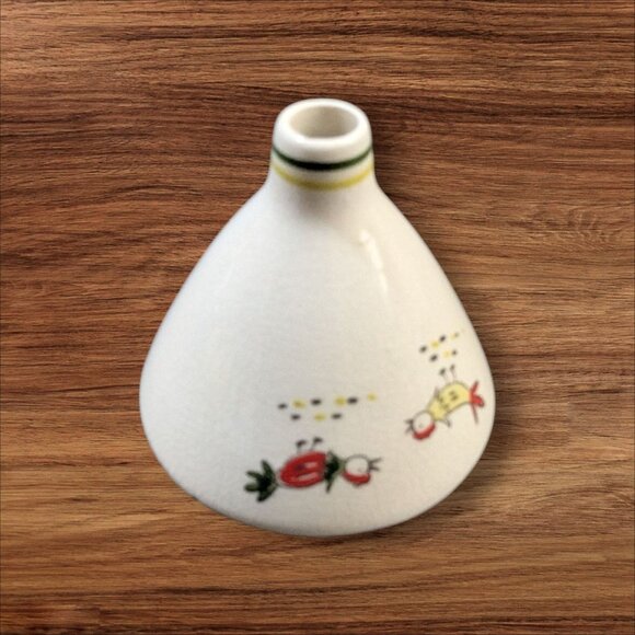 Vintage Hand-Painted Porcelain Funnel With Floral & Veggie Motifs 3.5” Tall Farm - Picture 2 of 9
